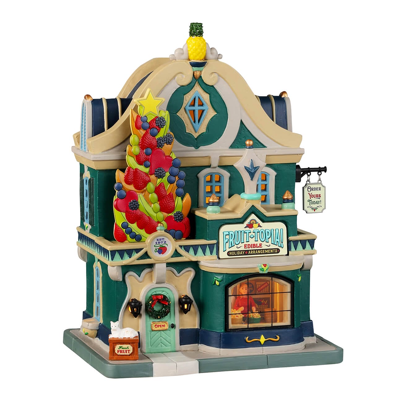 lemax-fruit-topia-obstarrangement-und-smoothie-miniaturszene-f-r-caddington image 1