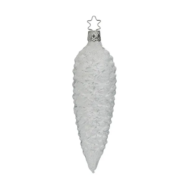 inge-glas-glitzernder-zapfen-christbaumkugel-aus-glas-13-5-cm-wei image 1