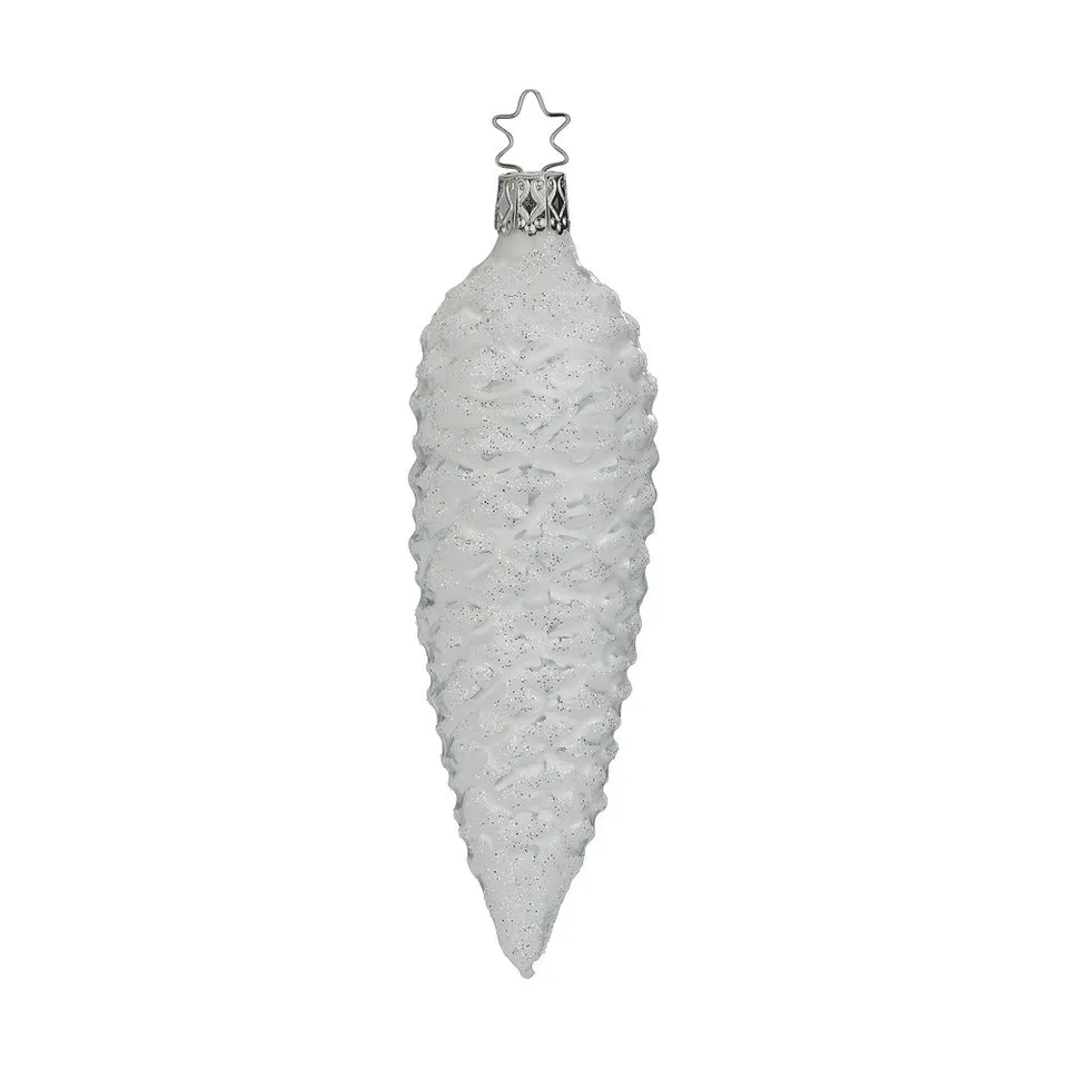 inge-glas-glitzernder-zapfen-christbaumkugel-aus-glas-13-5-cm-wei image 1