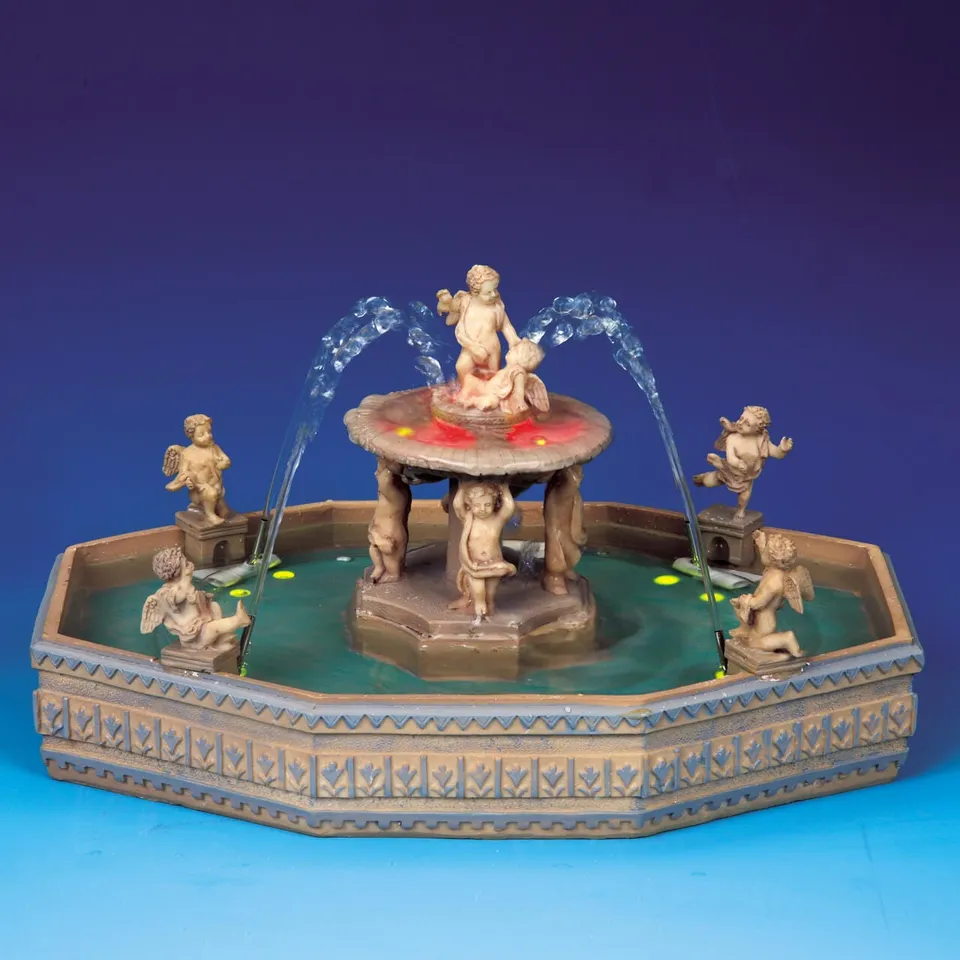 lemax-lighted-village-square-fountain-beleuchteter-dorfbrunnen image 1