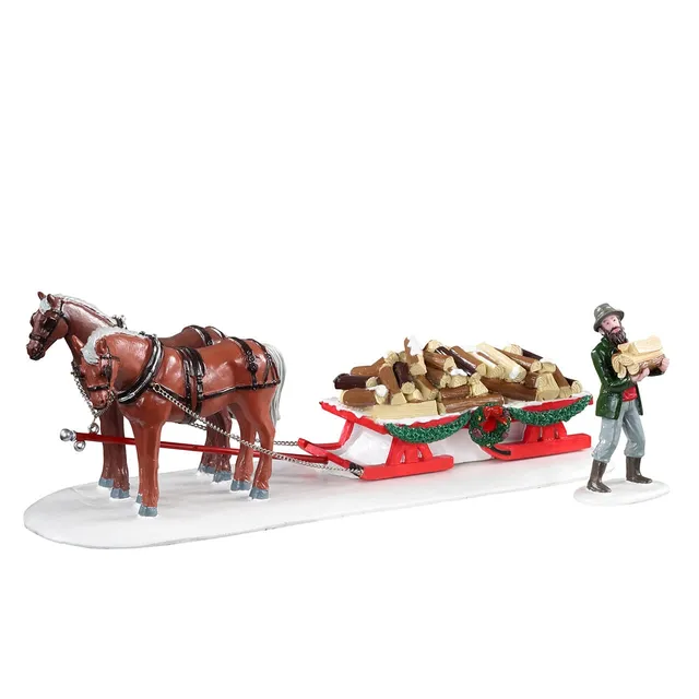 lemax-vail-village-firewood-delivery-pferdeschlitten-set image 1