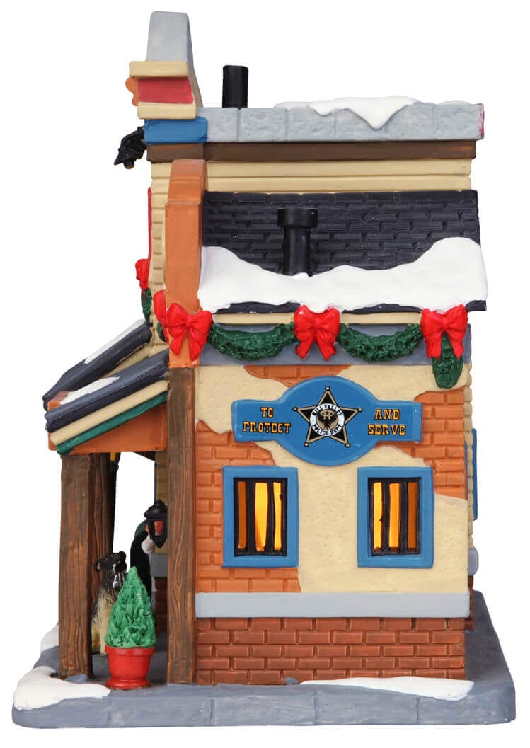 lemax-police-station-beleuchtetes-miniatur-geb-ude-weihnachtsdorf image 2