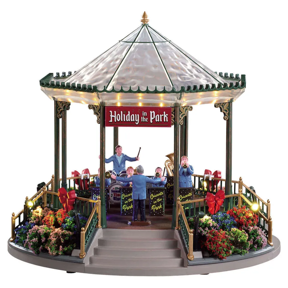 lemax-holiday-garden-green-bandstand-beleuchteter-pavillon image 1