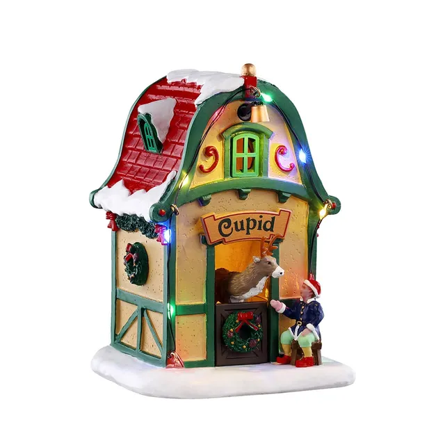 lemax-cupid-s-den-rentierstall-miniaturhaus-santa-s-wonderland image 1