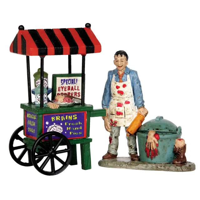 lemax-zombie-brains-foodcart-set-of-2-spooky-town-figurenset image 1