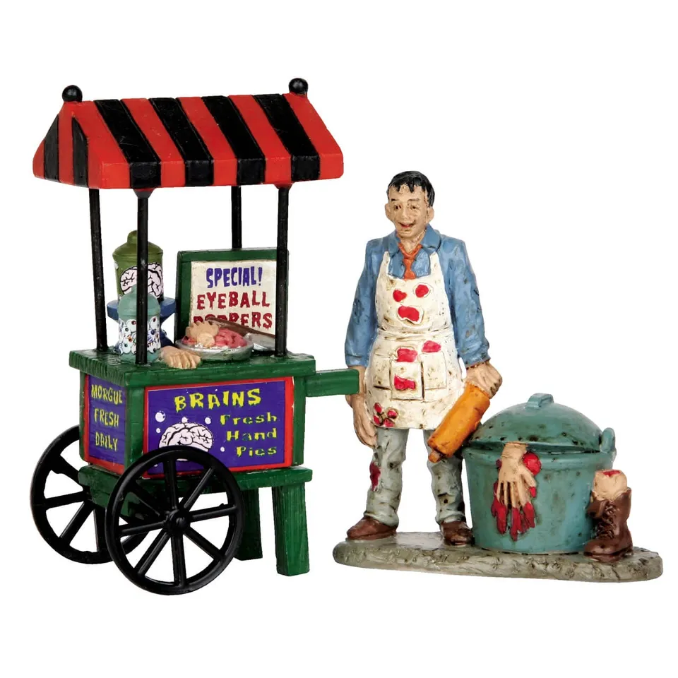 lemax-zombie-brains-foodcart-set-of-2-spooky-town-figurenset image 1
