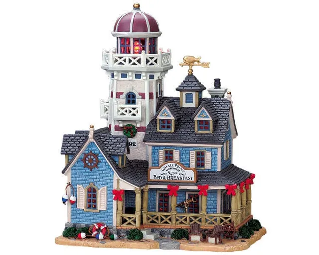 lemax-whale-point-lighthouse-bed-breakfast-miniatur-leuchtturm image 1