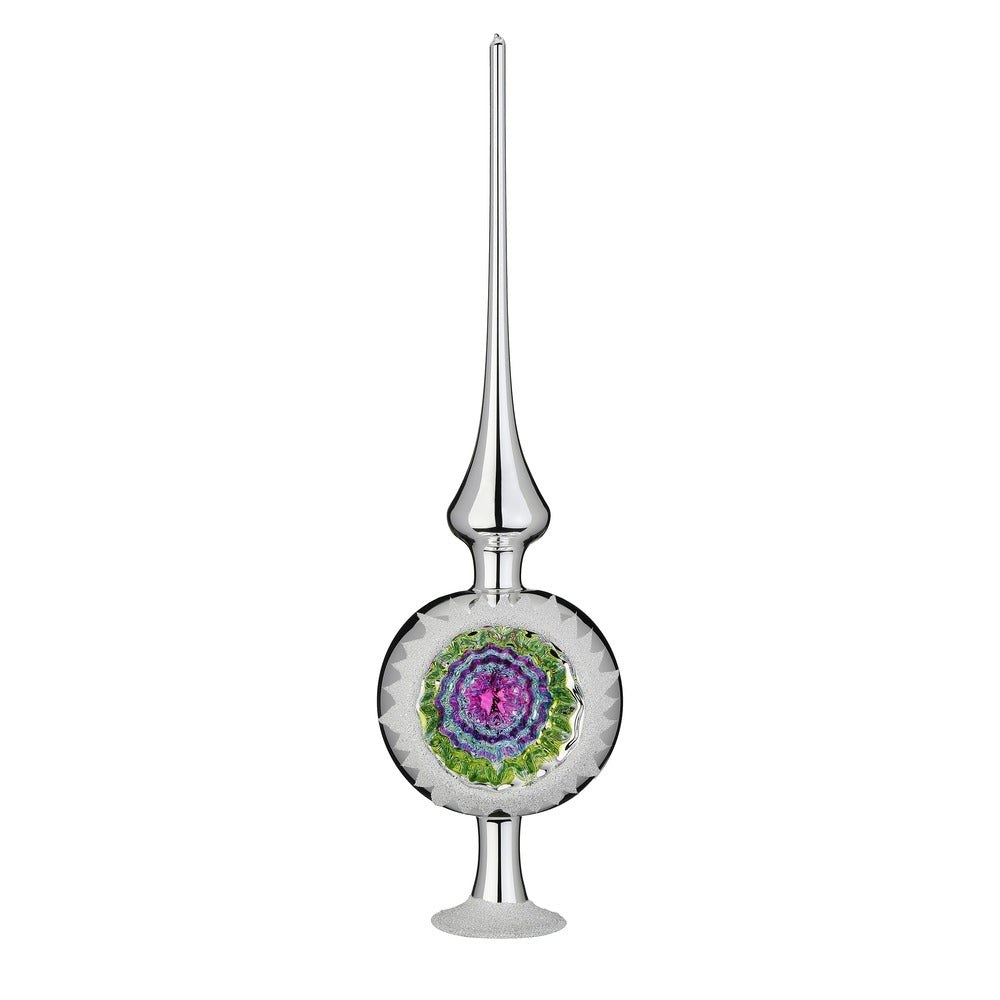 inge-glas-ornament-reflex-baumspitze-10x36-cm-silber-glanz image 1