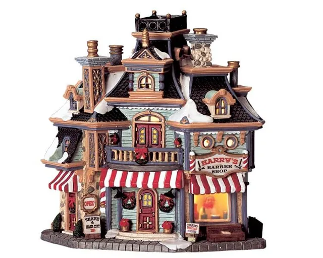 lemax-harry-s-barber-shop-miniatur-geb-ude-friseursalon image 1