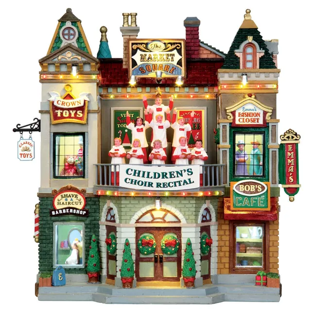 lemax-market-square-christmas-celebration-beleuchtete-fassade-mit-chor image 1