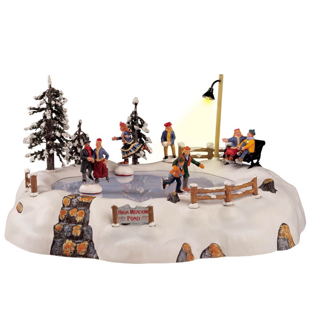 lemax-high-meadow-skating-pond-miniatur-szene-schlittschuh-teich image 1