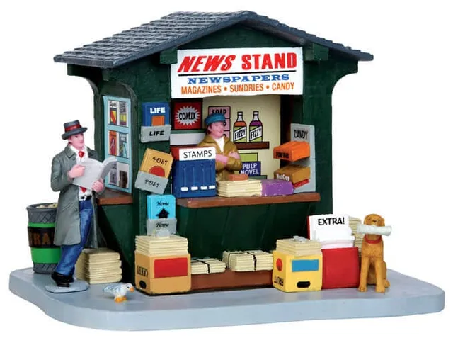 lemax-1950-s-news-stand-zeitungskiosk-miniaturhaus image 1