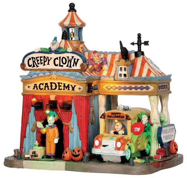 lemax-creepy-clown-academy-beleuchtetes-spooky-town-gruselhaus image 1
