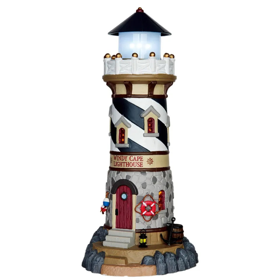 lemax-windy-cape-lighthouse-leuchtturm-mit-blinklicht image 1