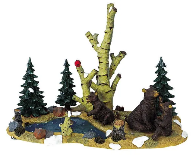lemax-mama-bear-and-cubs-b-ren-tierfiguren-set-miniatur image 1