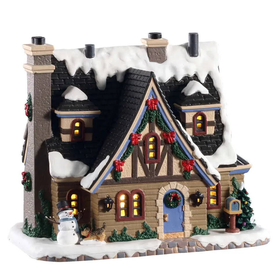 lemax-bristol-estate-beleuchtetes-miniatur-landhaus-mit-schneemann image 1