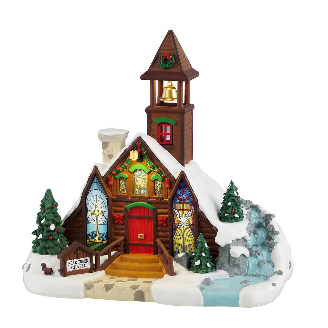 lemax-bear-creek-chapel-vail-village-kirche-beleuchtetes-haus image 1