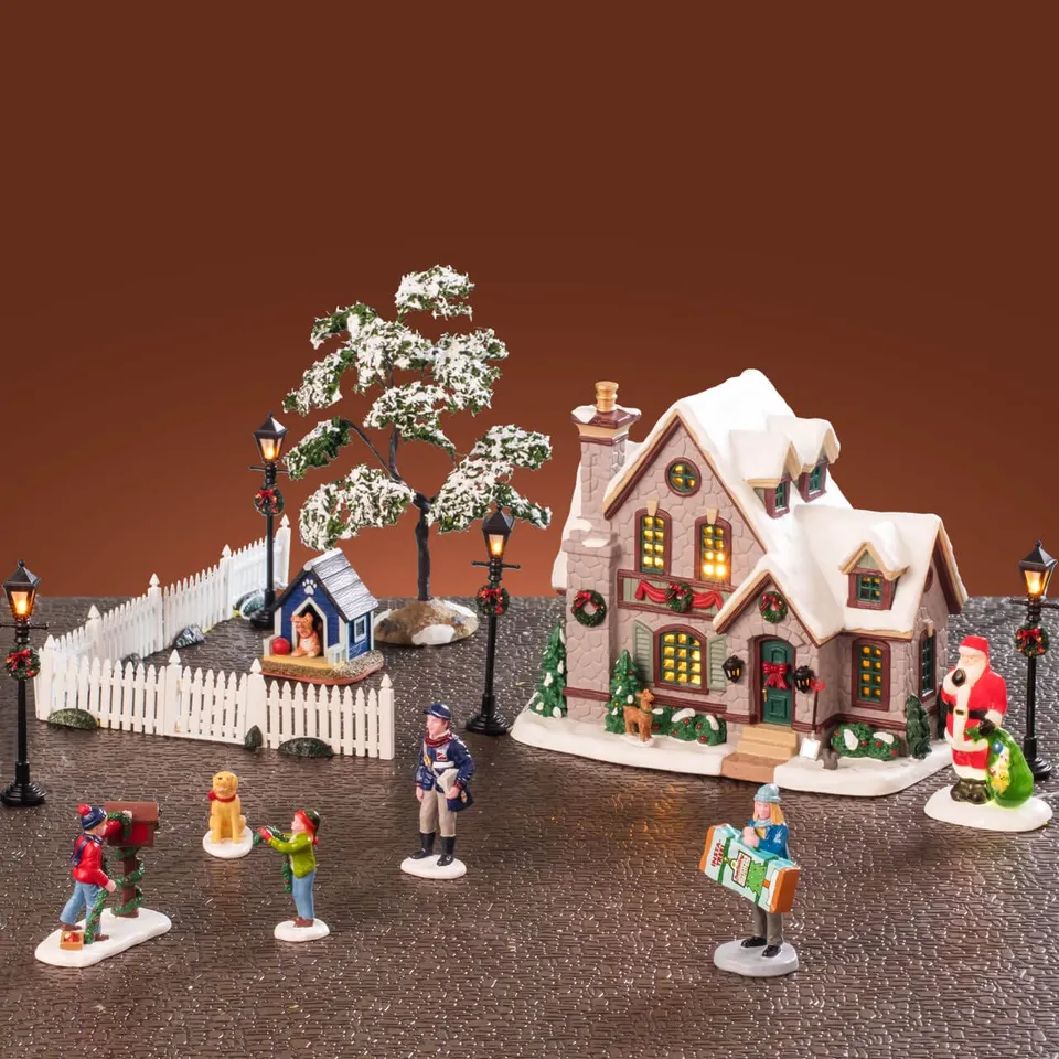 lemax-white-christmas-set-miniatur-set-haus-und-figuren image 1