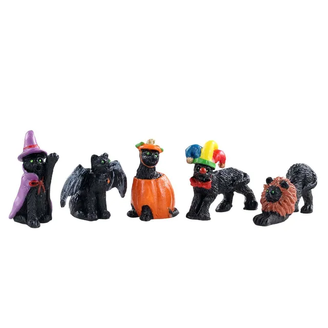 lemax-halloween-cats-5er-set-schwarze-katzen-figuren image 1