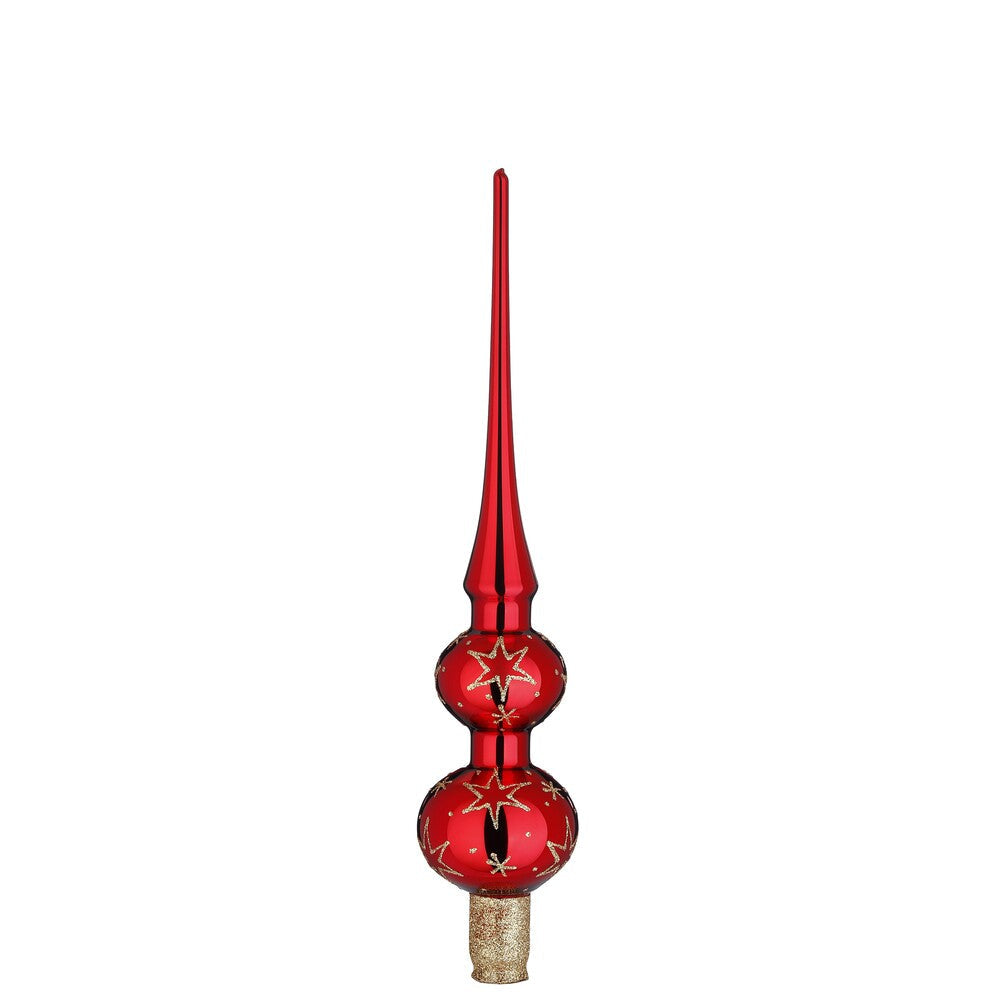 inge-glas-funkelnde-sterne-baumspitze-rot-glanz-29-cm image 1