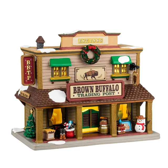 lemax-brown-buffalo-trading-post-vail-village-miniatur-handelsposten image 1