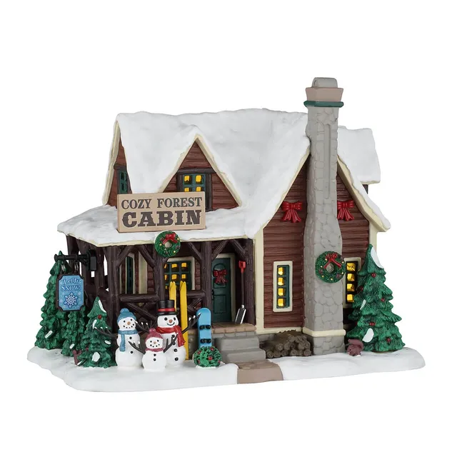 lemax-cozy-forest-cabin-vail-village-blockh-tte image 1