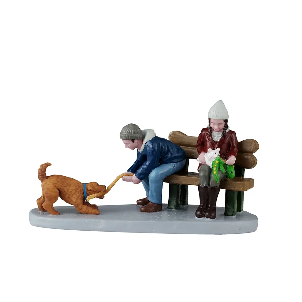 lemax-playful-pups-hunde-duo-miniaturfigur image 1