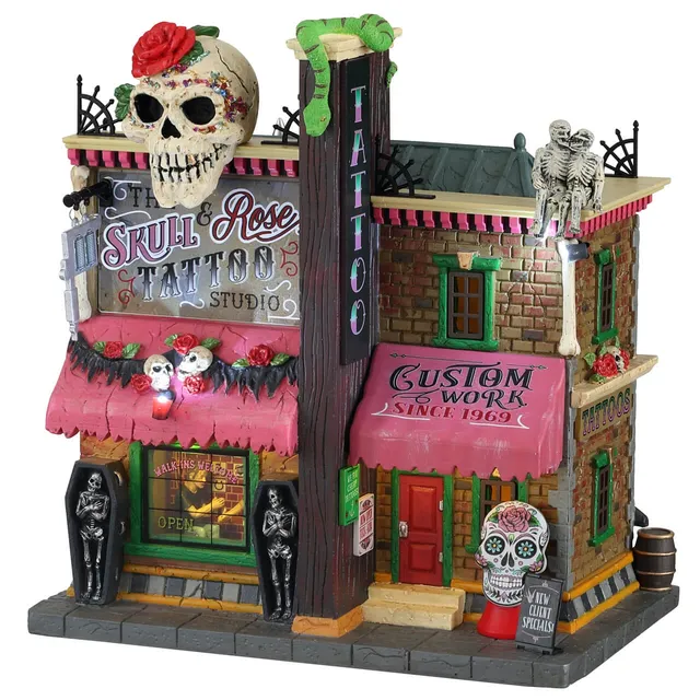 lemax-the-skull-and-rose-tattoo-studio-spooky-town-haus image 1