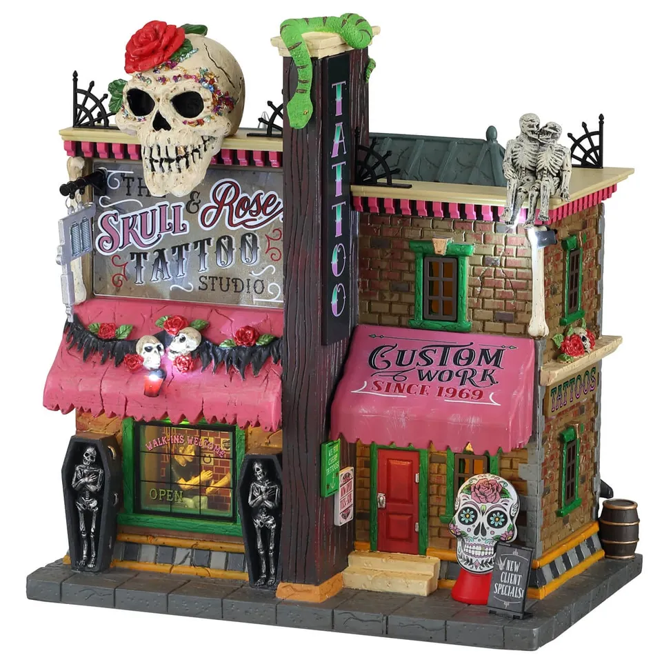 lemax-the-skull-and-rose-tattoo-studio-spooky-town-haus image 1
