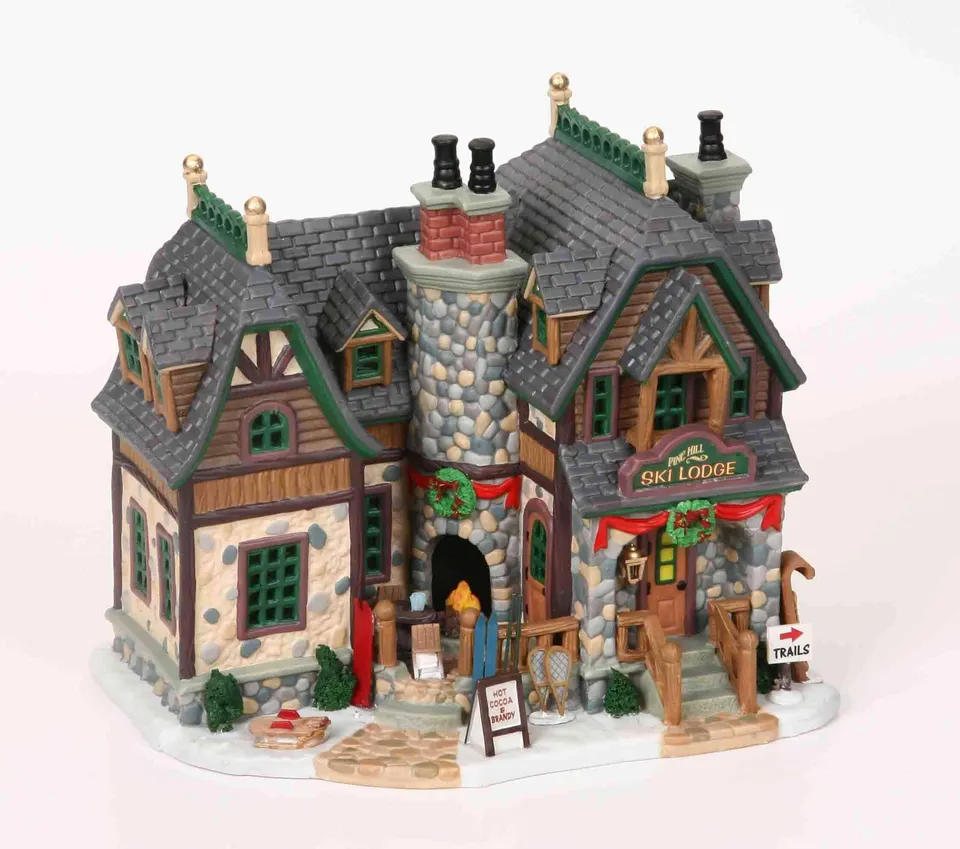 lemax-pine-hill-ski-lodge-miniatur-haus-winter image 1