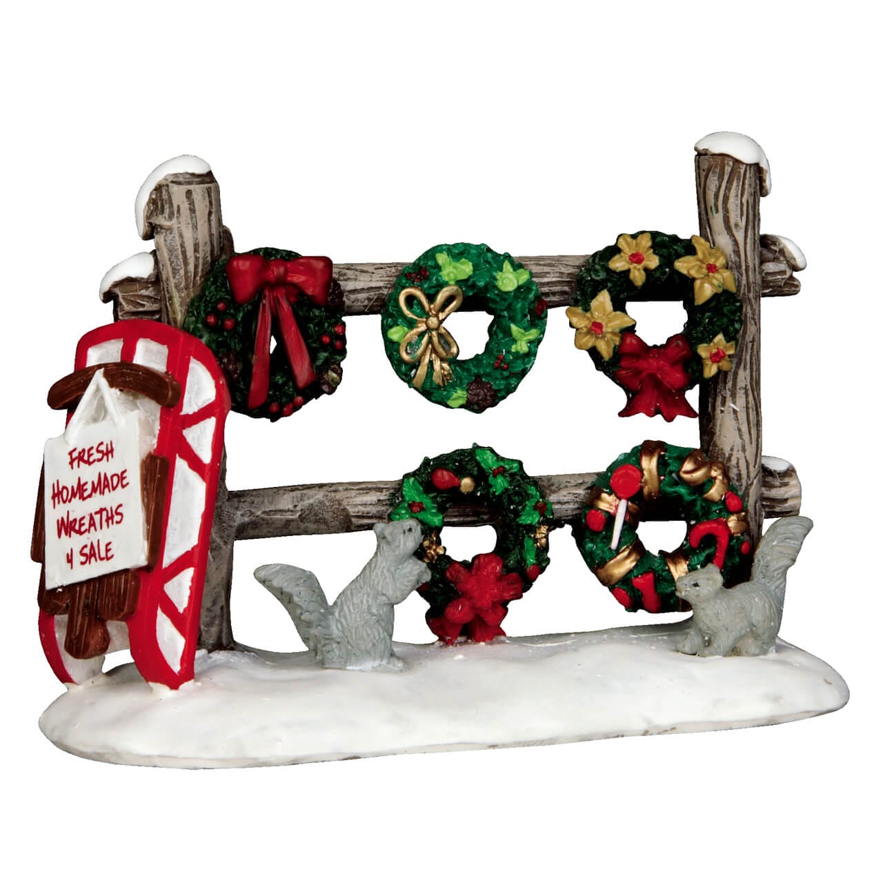 lemax-christmas-wreaths-4-sale-weihnachtsmarkt-stand-miniatur-zubeh-r image 1