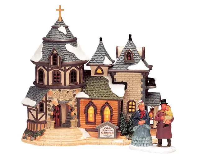 lemax-olde-stone-church-beleuchtete-steinkirche-miniaturhaus image 1