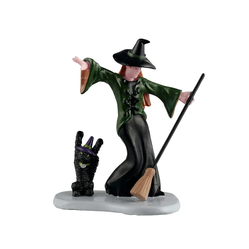 lemax-witch-s-dance-party-spooky-town-hexenfigur-mit-katze image 1