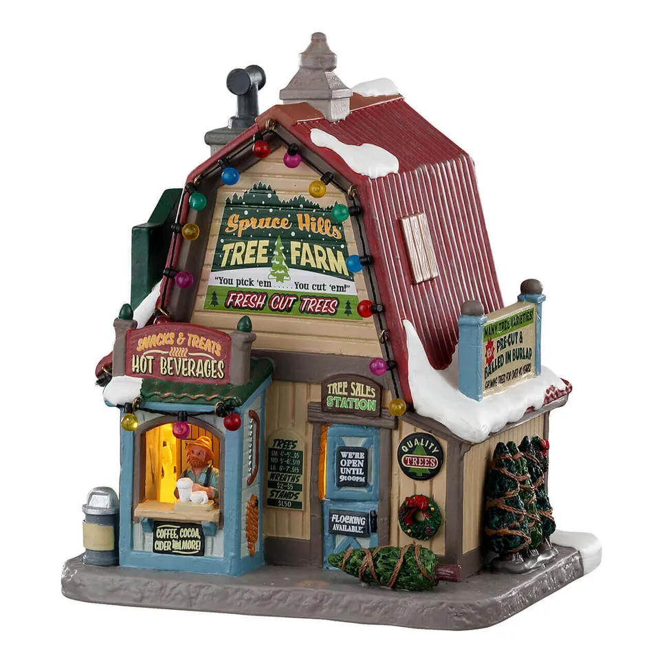 lemax-spruce-hills-tree-farm-beleuchtetes-miniaturhaus image 1