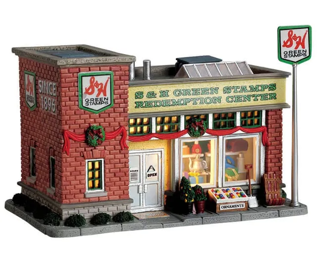 lemax-s-h-green-stamps-store-beleuchtetes-miniaturhaus image 1