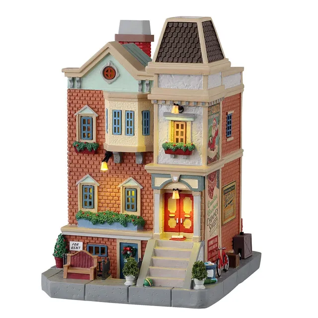 lemax-wester-st-row-house-beleuchtetes-reihenhaus-caddington-village image 1