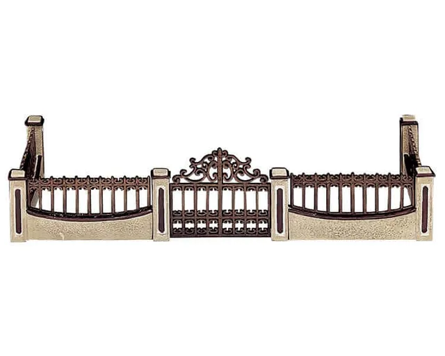 lemax-iron-gate-and-wall-miniatur-tor-und-mauer-f-r-die-weihnachtsstadt image 1