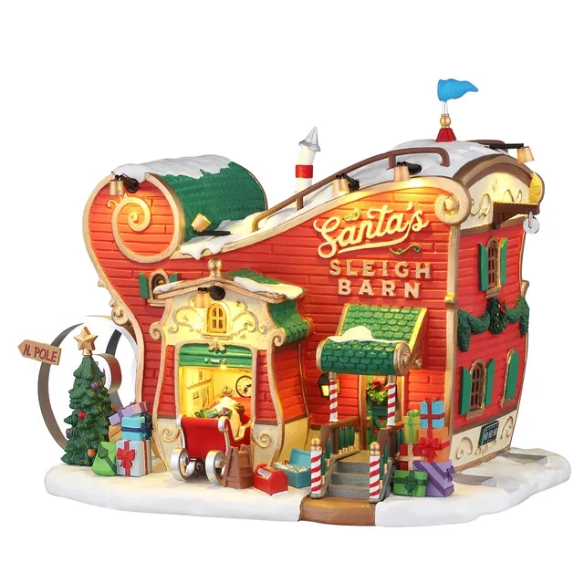 lemax-santa-s-sleigh-barn-beleuchtetes-weihnachtsdorf-geb-ude image 1