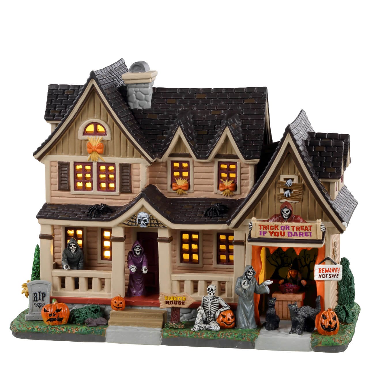 lemax-trick-or-treat-if-you-dare-spooky-town-haus-beleuchtet image 1
