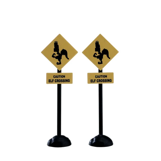 lemax-elf-crossing-sign-set-of-2-weihnachtsdorf-schilder image 1