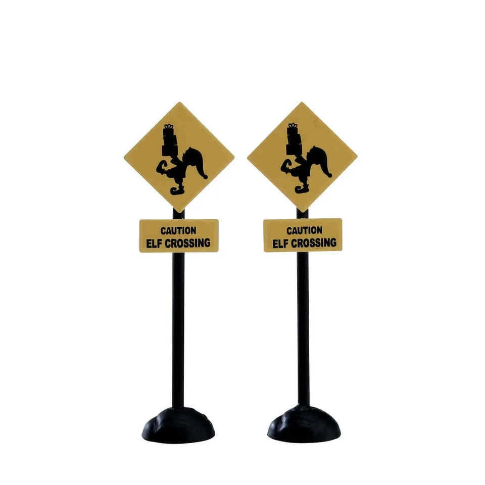 lemax-elf-crossing-sign-set-of-2-weihnachtsdorf-schilder image 1
