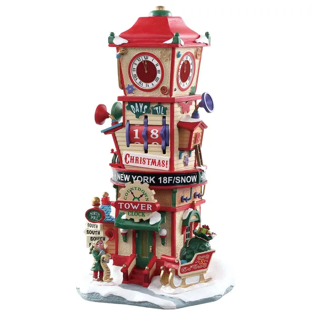 lemax-countdown-clock-tower-weihnachtsdorf-tischdekoration image 1