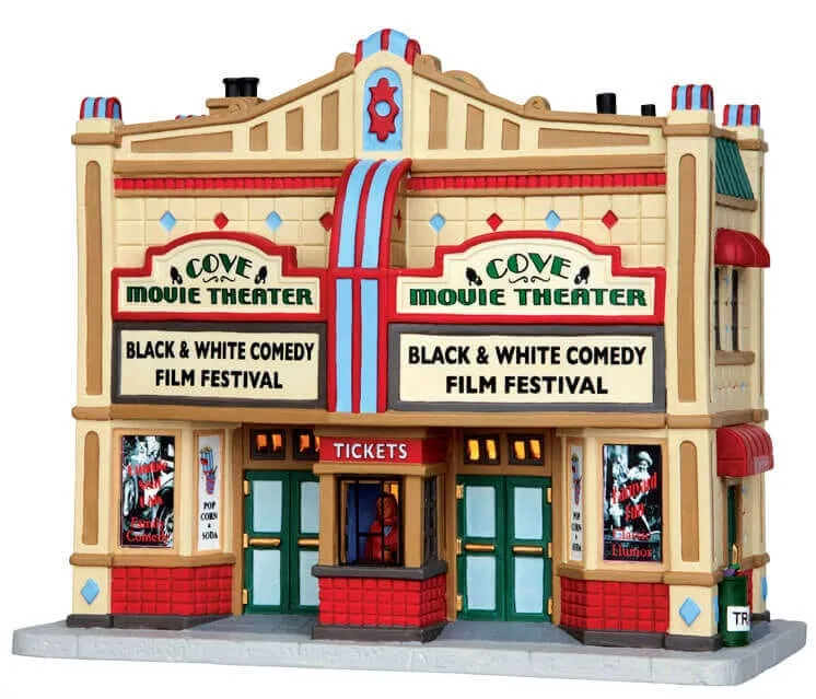 lemax-cove-movie-theater-beleuchtetes-kino-miniaturhaus image 1