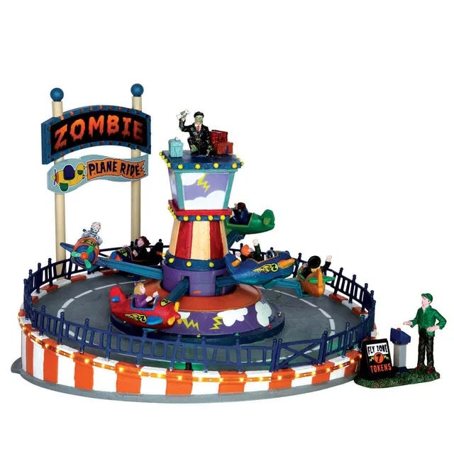 lemax-zombie-plane-ride-fahrgesch-ft-spooky-town-mit-licht-und-bewegung image 1