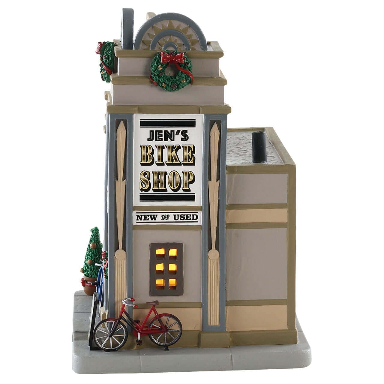 lemax-jens-bike-shop-beleuchtetes-weihnachtsdorf-haus image 2