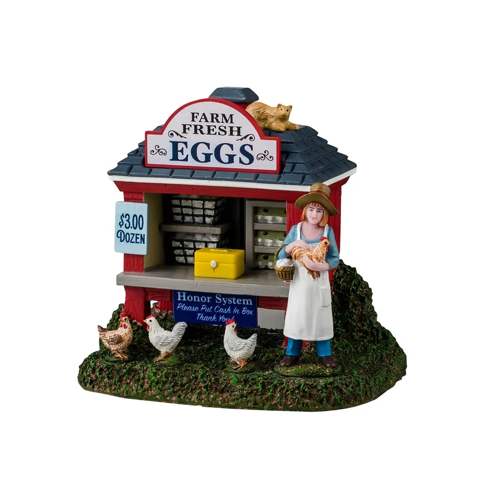 lemax-harvest-crossing-egg-cellent-egg-stand-bauernmarkt-figur-mit-h-hnern image 1
