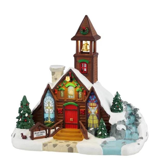 lemax-bear-creek-chapel-vail-village-kirche-beleuchtetes-haus image 1