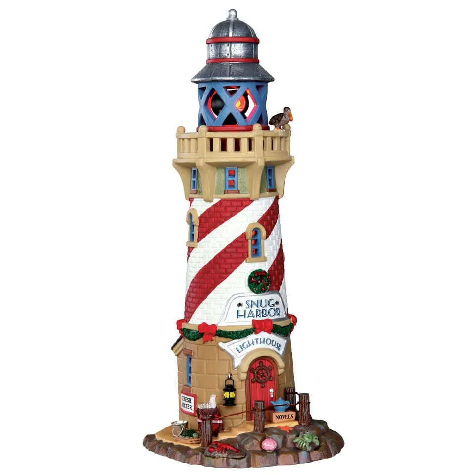 lemax-snug-harbor-lighthouse-miniatur-leuchtturm-mit-rotierendem-leuchtfeuer image 1