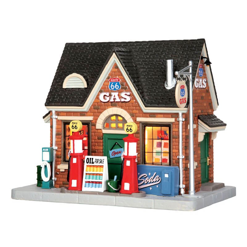 lemax-vintage-gas-station-beleuchtete-miniatur-tankstelle image 1