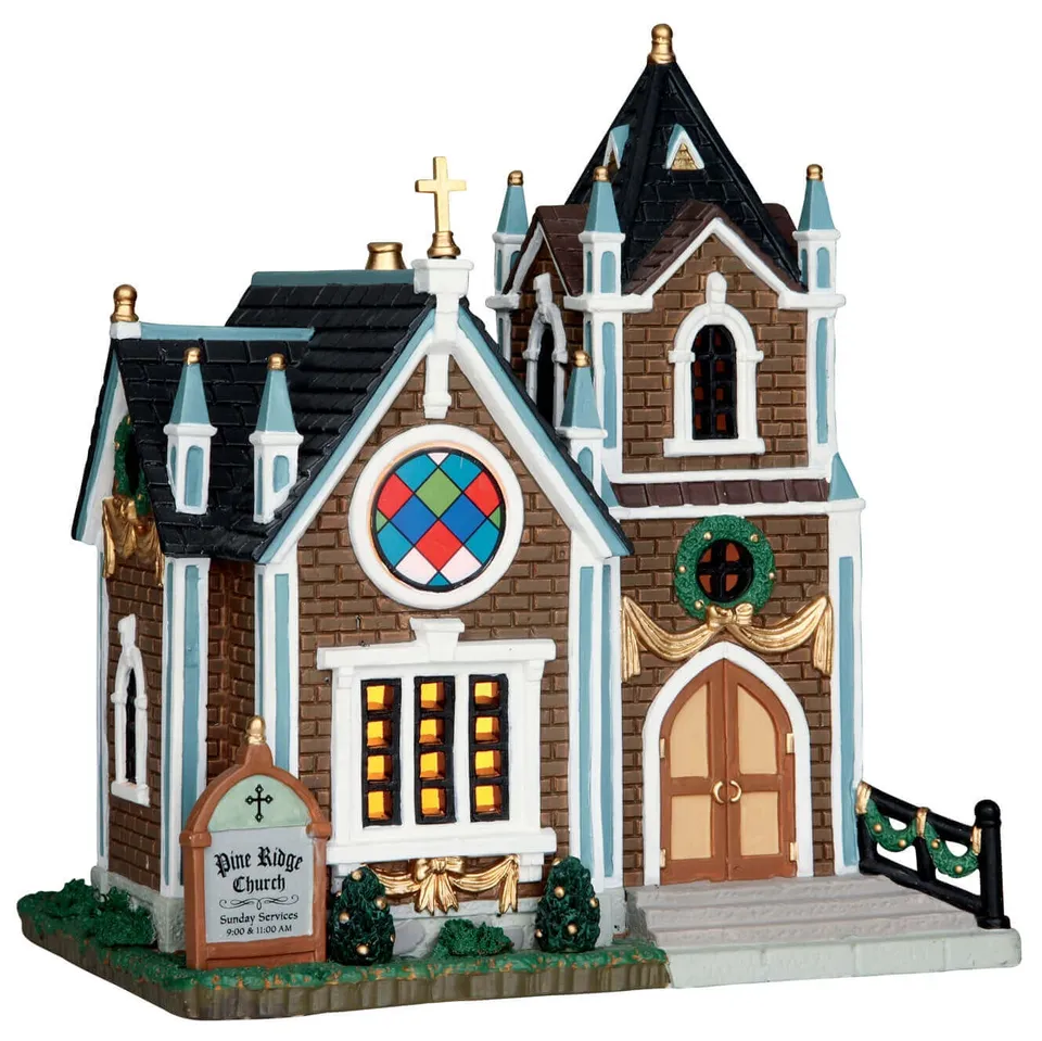 lemax-pine-ridge-church-beleuchtete-miniatur-kirche image 1